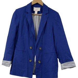 Halston Linen Blue Women's Blazer XL